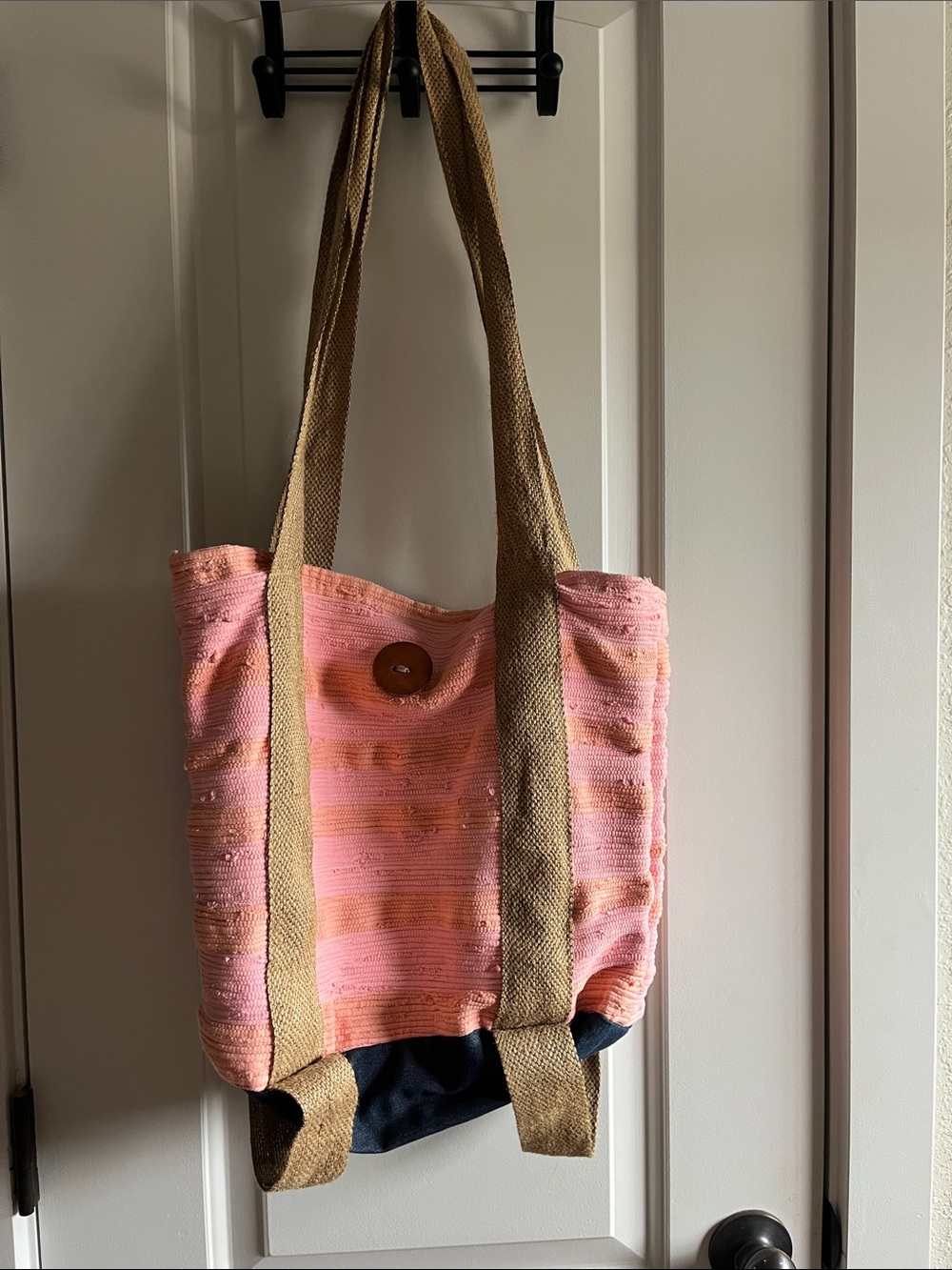 Artisan Pink Yoga Bag with Natural Straps and Mat Storage